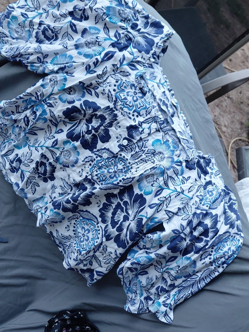 Rachel Zoe White Bedding with Navy & Sky Blue Floral Print